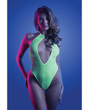 Load image into Gallery viewer, Glow Nocturnal Halter Teddy Neon Chartreuse