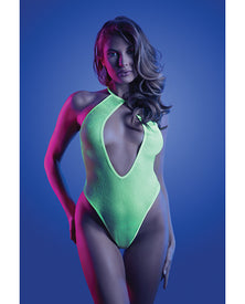 Glow Nocturnal Halter Teddy Neon Chartreuse