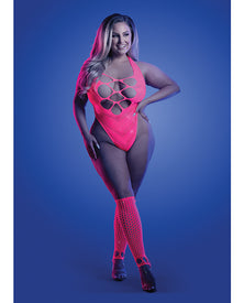 Glow in the Dark Flashback Black Light Reactive Rhinestone Teddy with Gloves – Neon Pink