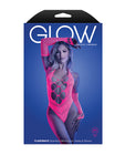 Glow Flashback Black Light Reactive Rhinestone Teddy w/Gloves (or Leg Warmers) - Neon Pink O/S
