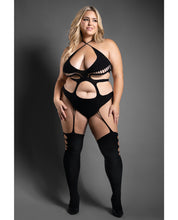 Load image into Gallery viewer, Sheer Mind Games Opaque Crotchless Teddy Bodystocking - Black QN