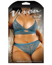 Load image into Gallery viewer, Vixen Teal Me About it Scalloped Lace Bralette w/Panty Teal QN
