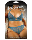 Vixen Teal Me About it Scalloped Lace Bralette w/Panty Teal QN