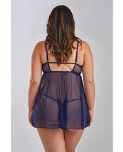 Load image into Gallery viewer, Jennie Cross Dyed Galloon Lace &amp; Mesh Babydoll Navy