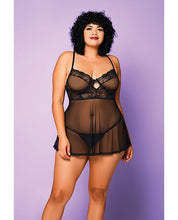 Load image into Gallery viewer, Soft Mesh Babydoll &amp; G-string Black
