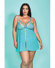 Load image into Gallery viewer, Riley Eyelash Lace Soft Cup Babydoll &amp; Panty Teal