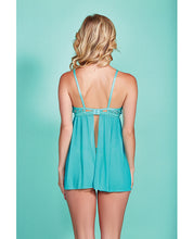 Load image into Gallery viewer, Riley Eyelash Lace Soft Cup Babydoll &amp; Panty Teal