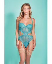 Load image into Gallery viewer, Riley Eyelash Lace Teddy W/side Cutouts Teal