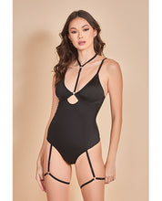Load image into Gallery viewer, Strapped Up Garter Teddy W/choker Black