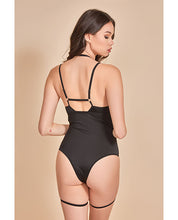 Load image into Gallery viewer, Strapped Up Garter Teddy W/choker Black