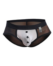 Load image into Gallery viewer, Male Basics Mob Maitre D Brief, Bow &amp; French Cuffs Black/white