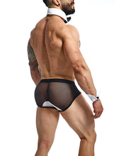Load image into Gallery viewer, Male Basics Mob Maitre D Brief, Bow &amp; French Cuffs Black/white