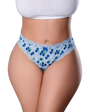 Load image into Gallery viewer, Sweet Treats Crotchless Thong w/Wicked Sensual Care Blueberry Lube - Blue QN