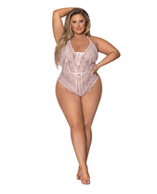 Load image into Gallery viewer, Seabreeze Strappy Back Teddy w/Snap Crotch Blush 2X