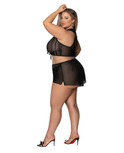 Load image into Gallery viewer, Modern Romance Tie Front Halter &amp; Tap Pant Black 2X