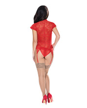 Load image into Gallery viewer, Ooh La Lace Cap Sleeve Basque &amp; Tanga Panty Red
