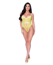 Load image into Gallery viewer, Love Star High Leg Teddy W/snap Crotch Chartreuse