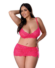 Load image into Gallery viewer, Get It Girl Lace Bra w/Skirt &amp; Thong - Pink QN
