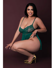 Load image into Gallery viewer, Evermore Babydoll w/Cheeky Panty 2 pc Set - Emerald QN
