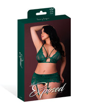 Load image into Gallery viewer, Evermore Bralette w/Skirt Garter &amp; Thong 3 pc Set - Emerald QN