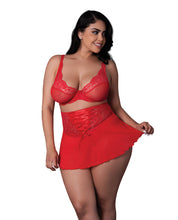 Load image into Gallery viewer, Sugar High Bralette w/Cincher Skirt &amp; Thong 3 pc Set - Red QN