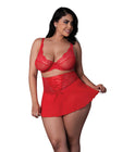 Sugar High Bralette w/Cincher Skirt & Thong 3 pc Set - Red QN