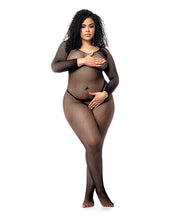 Load image into Gallery viewer, Long Sleeved All Over Fishnet Body Stocking Black