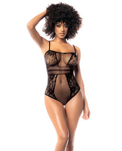Load image into Gallery viewer, Floral Fishnet Bodysuit Black