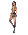 JUNE ETA  Halter Top Fishnet Body Stocking w/Red Bows (Thong not included) - Black/Red O/S