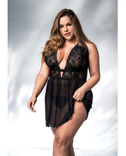 Load image into Gallery viewer, Lace &amp; Mesh Babydoll &amp; G-string Black