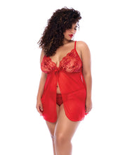 Load image into Gallery viewer, Sequin Embellished Babydoll w/G-String - Red