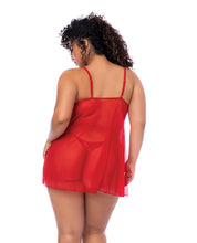 Load image into Gallery viewer, Sequin Embellished Babydoll w/G-String - Red