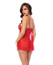Load image into Gallery viewer, Sequin Embellished Babydoll w/G-String - Red
