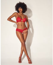 Load image into Gallery viewer, Shadow Stripe Underwire Top W/heart Detail &amp; Crotchless Bottom Red