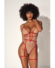 Load image into Gallery viewer, Underwire Bodysuit W/cut Out Heart Back Nude/red