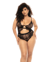 Load image into Gallery viewer, Floral Lace &amp; Mesh Underwire Teddy w/Keyhole Details Black