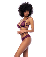 Load image into Gallery viewer, Dot Mesh Underwire Top w/Open Back Panty - Wine