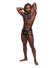 Load image into Gallery viewer, Leather Scorpio Adjustable Waist &amp; Leg Band Thong Black O/s