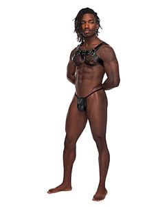 Leather Aries Single Ring Harness Black O/s