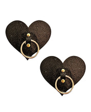 Load image into Gallery viewer, Neva Nude After Midnight Glitter Hoop Heart Pasties - Black O/S