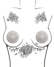 Load image into Gallery viewer, Neva Nude Burlesque Big O Crystal Jewel Reusable Silicone Pasties - Silver O/S