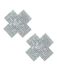 Neva Nude Cross Crystal Jewel Reusable Silicone Nipple Pasties - Clear O/S