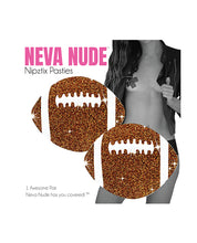 Load image into Gallery viewer, Neva Nude Football Glitter Pasties - Brown O/S