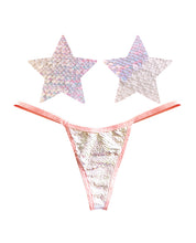 Load image into Gallery viewer, Neva Nude Naughty Knix Princess Bride Flip Sequin G-String &amp; Pasties - Pink/White O/S