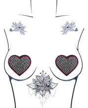 Load image into Gallery viewer, Neva Nude Burlesque Heart N&#39; Soul Crystal Heart Pasties - Pink/Clear O/S
