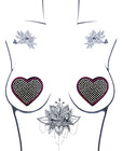 Neva Nude Burlesque Heart N' Soul Crystal Heart Pasties - Pink/Clear O/S