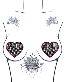 Neva Nude Burlesque Heart N' Soul Crystal Heart Pasties - Pink/Clear O/S