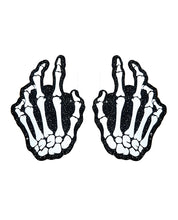 Load image into Gallery viewer, Neva Nude Holographic Skeleton Hands Pasties - White/Black O/S
