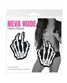 Neva Nude Holographic Skeleton Hands Pasties - White/Black O/S