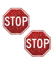 Load image into Gallery viewer, Neva Nude Stop Sign Glitter Pasties - Red O/S